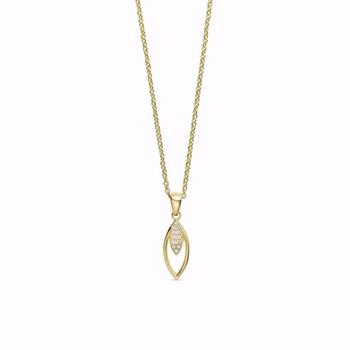 Guld & Sølv Design gullanheng i 8 kt med zirkonia og 45 cm kjede