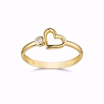 Guldring hjerte med zirkonia - 8 kt.