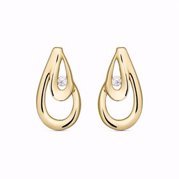 Guld & Sølv Design guldørestikker i 8 kt. guld med zirkonia