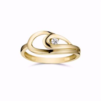 Guld & Sølv Design ring i 8 kt gull med zirkonia