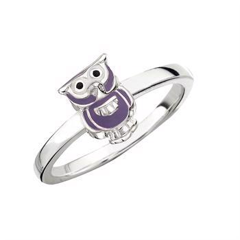 Morsom liten lilla Owl finger ring