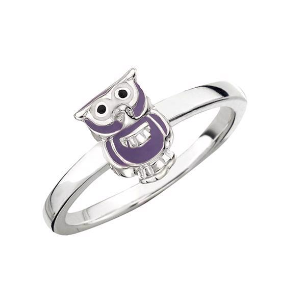 Morsom liten lilla Owl finger ring