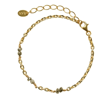 Bracelet & Necklace - Goldplated w. Antracit Raw Diamonds 16+4cm, fra San - Links of Joy
