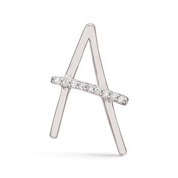 Letter -anheng 15 mm, AZ i sterlingsølv med zirkonia