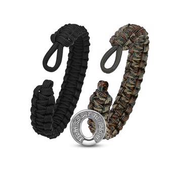 Aagaard armbånd sett i sterlingsølv -en lås og to armbånd -, From Soldier To Soldier med rhodiumbelagt rustikk overflate
