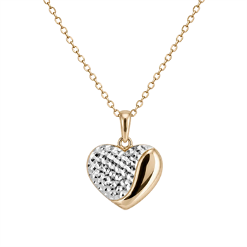 Textured 8 karat vedhæng med forgyldt kæ, fra Aagaard