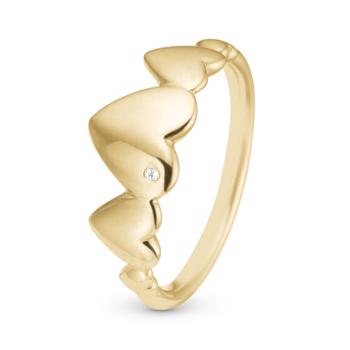 Christina Collect 925 sterling sølv Hearts For Ever Vakker gullbelagt ring med hjerter og ekte topas, modell 2.18.B