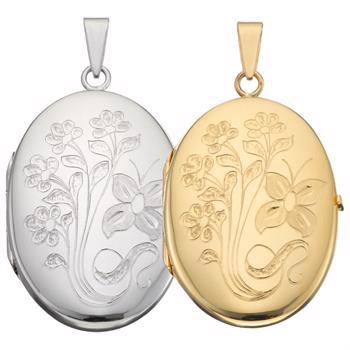Oval medaljong med mønster for foto i sølv eller gull - Flere størrelser