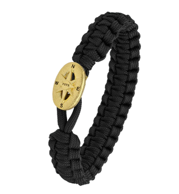 Aagaard From Soldier to Soldier Sort armbånd med Soldier gullbelagt kompas stållås