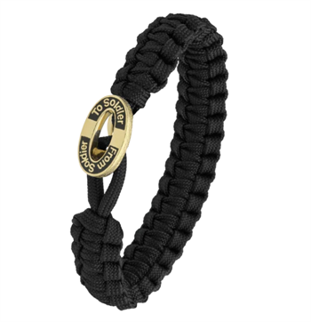 Aagaard From Soldier to Soldier Sort armbånd med Soldier gullbelagt stållås