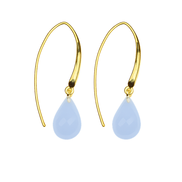 Øreringe - Forgyldt med Chalcedon 12x8mm Forgyldt pr.par, fra San - Links of Joy