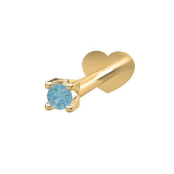 Nordahl PIERCE52 labret piercing i 14 kt. gull med blå London topas