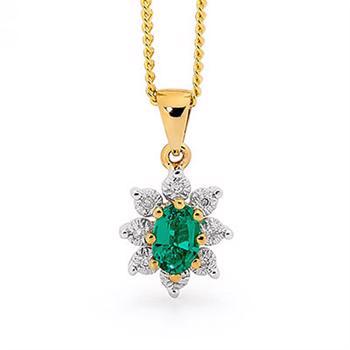 Klassisk smaragd -anheng med 8 diamanter