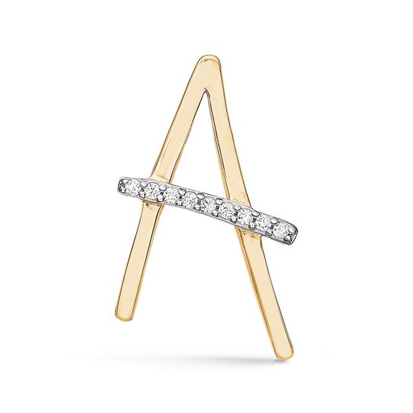 Letter -anheng 15 mm, AZ i 8 karat gull med zirkonia