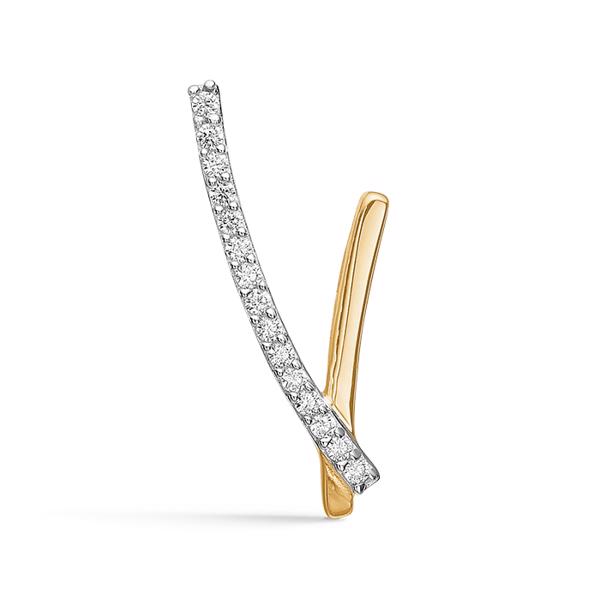 Letter -anheng 15 mm, AZ i 8 karat gull med zirkonia