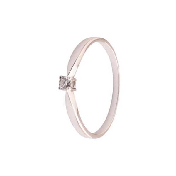 Elegant og klassisk 14 kt hvidguld Solitaire Fingerring fra LogG