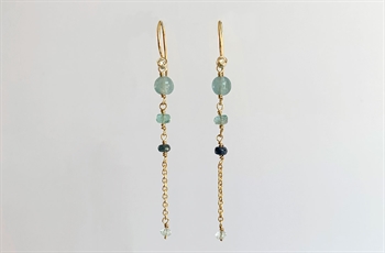 Guld ørehænger, aquamarin - Horizon