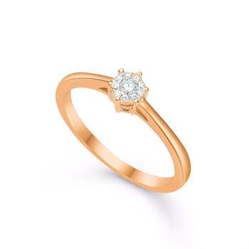 Guldring - 14kt. med  0.085 carats brillant W/SI