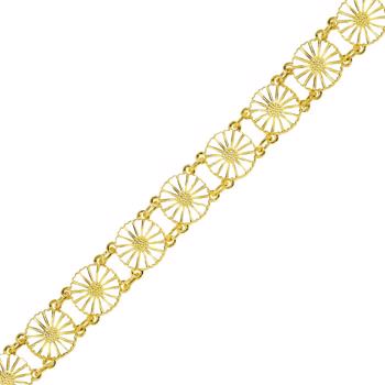 Lund Marguerite armbånd i gullbelagt sterlingsølv med hvite emaljerte 11,0 mm blomster
