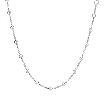 Halskjede kuler rhodinert 925, 45-48cm