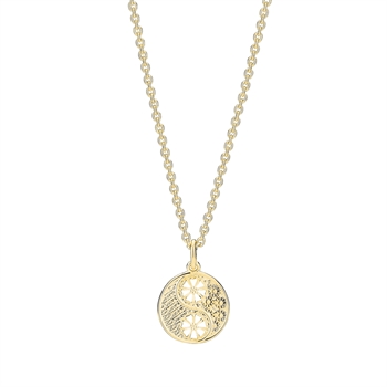 Marguerit collier Yin Yang 2x5 mm forgyldt sølv 