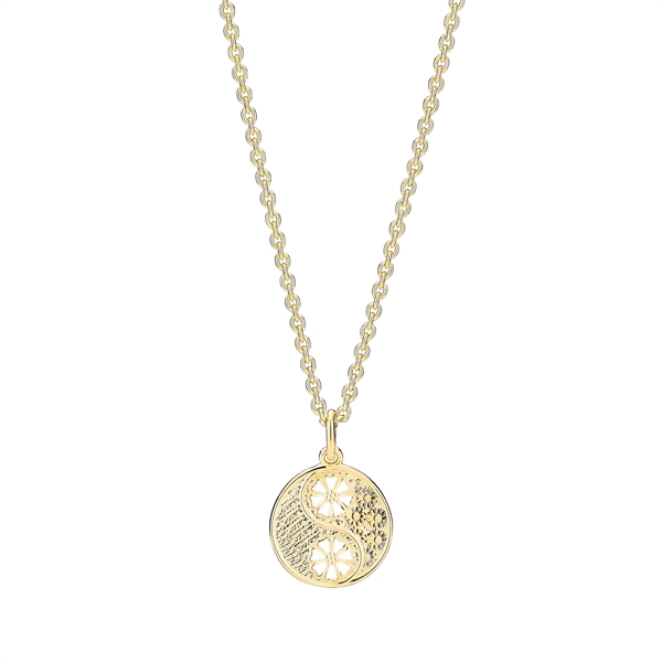 Marguerit collier Yin Yang 2x5 mm forgyldt sølv 
