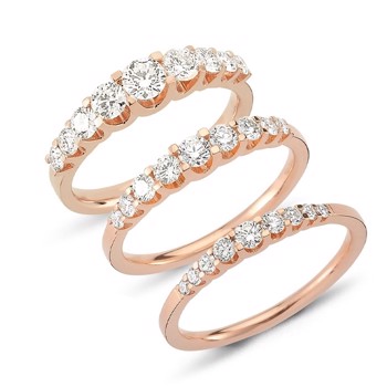 Nuran 14 kt rosagull diamant alliansering, fra Empire ring serien med 0,24 ct til 1,00 ct diamanter Wesselton / SI