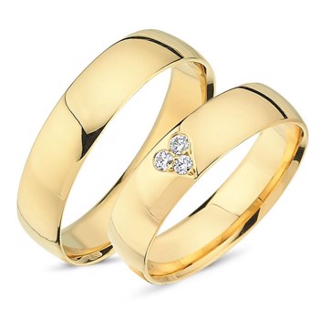 Nuran Love 20 års jubileum 8 karat gult gull Gifteringer med 0,06 ct diamanter wesselton si