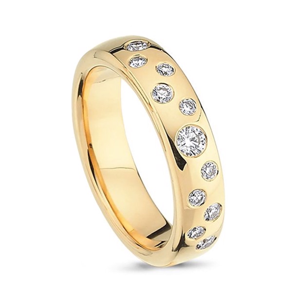Nuran Love Star Sprinkle gult gull damerring med 11 diamanter Wesselton VS.