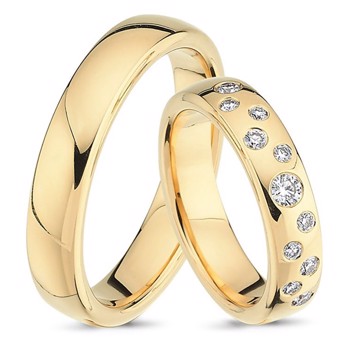 Nuran Love Star Sprinkle gult gifteringer med 11 diamanter Wesselton VS.