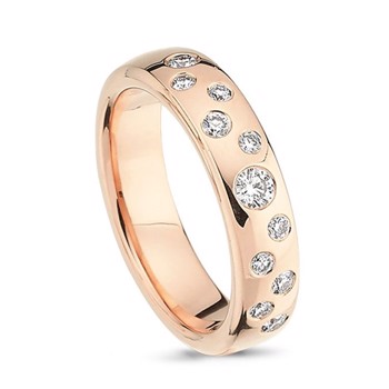 Nuran Love Star Sprinkle rosa gull damerring med 11 diamanter Wesselton VS.