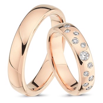 Nuran Love Star Sprinkle rosa gull vielsesringer med 11 diamanter Wesselton VS.