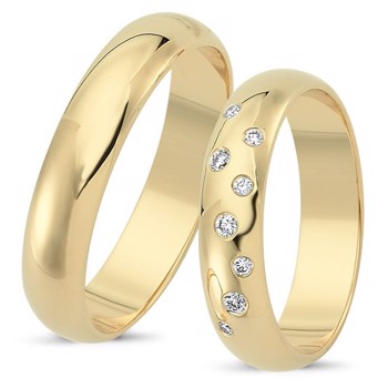 Nuran Love Star Sprinkle gult gifteringer med 8 diamanter Wesselton VS.