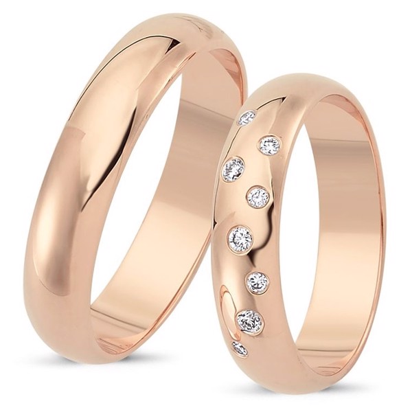 Nuran Love Star Sprinkle rosa gifteringer med 8 diamanter Wesselton VS.