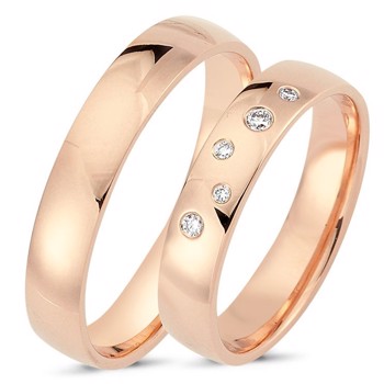 Nuran True Love 14 karat rosa gull gifteringer med 0,06 ct diamanter wesselton si