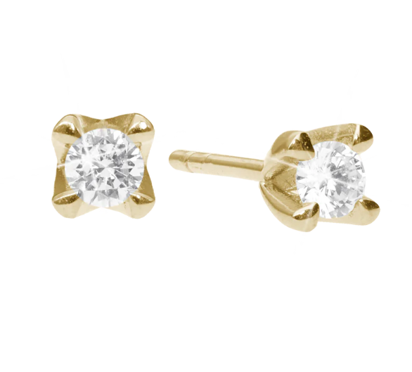 Ørestikker, 8k guld m/2x0,75ct Labgrown , fra Aagaard