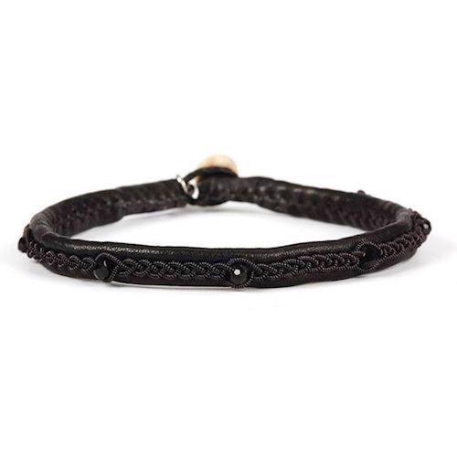 BeChristensen reinsdyrskinn samisk armbånd Victoria Crystal Black - Black Wire, modell BEC_5752-12