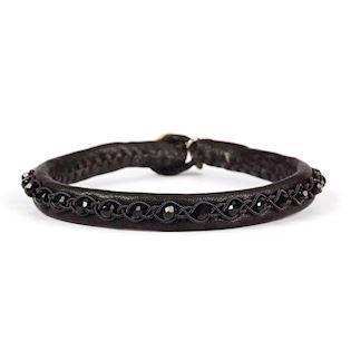 BeChristensen reinskinn Samisk armbånd Annika Crystal Black - Black Wire, 17-21 cm