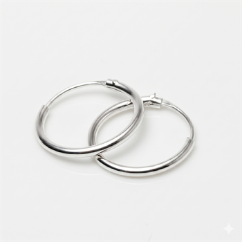 Sølvkreolske øredobber Ø 13 mm og 1,2 mm tykke, modell 281215