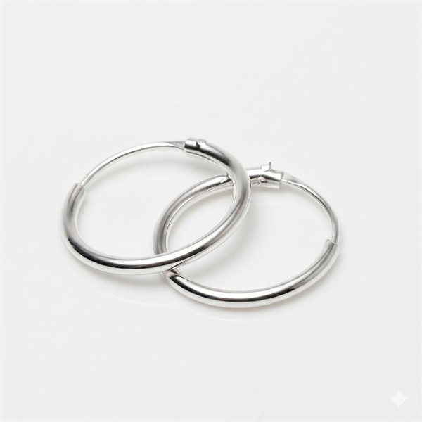 Sølvkreolske øredobber Ø 13 mm og 1,2 mm tykke, modell 281215