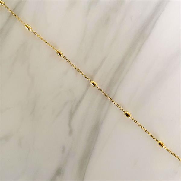 Guld & Sølv Design ankelkjede i forgylt sølv med kuler 24+3 cm