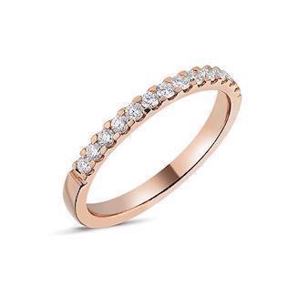 Minner av Nuran , 14 karat roségull 2,25 mm ring med 13 x 0,02 ct diamanter, totalt 0,26 ct