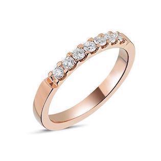 Minner av Nuran , 14 karat roségull 2,6 mm ring med 7 x 0,04 ct diamanter, totalt 0,28 ct
