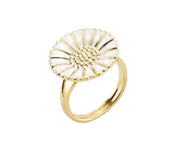 18 mm Marguerite fingerring i gullbelagt 925 sølv med hvit emalje fra Lund Copenhagen