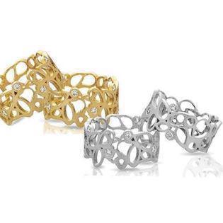 1 par 14 karat hjerte gifteringer med 5 x 0,02 ct diamanter i hver