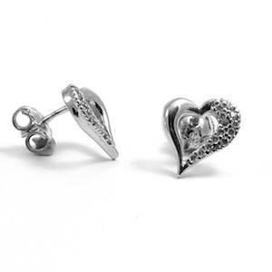 White gold Hearts earrings in Italian design w/ zirkonia