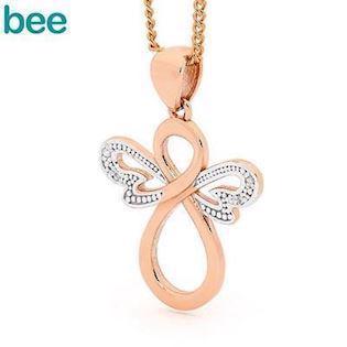 Bee Jewelry Angel 9 karat skinnende roségull med diamanter, modell R65599