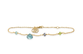 Forgyldt armbånd, grøn kvarts - Drops