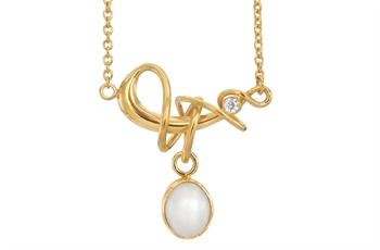 Forgyldt collier - Winding White