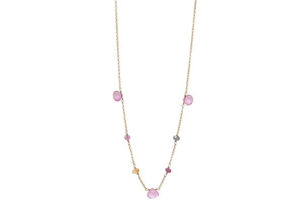 Forgyldt collier, turmalin - Drops